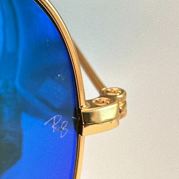 NEW RAY BAN RB3025/112 authentic Sunglasses Gold Blue POLARIZED Made In Italy - Picture 10 of 11